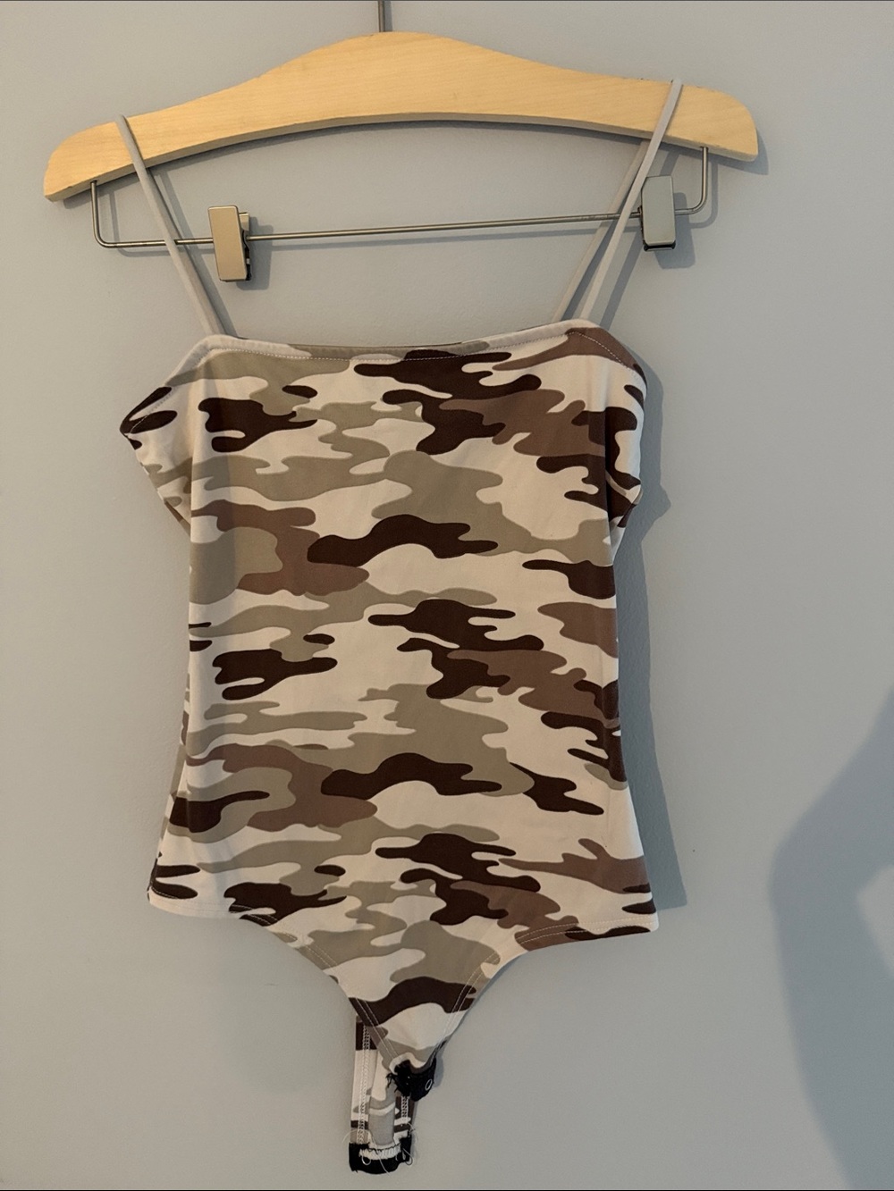 Camo One-Piece Bodysuit - Beige/Brown